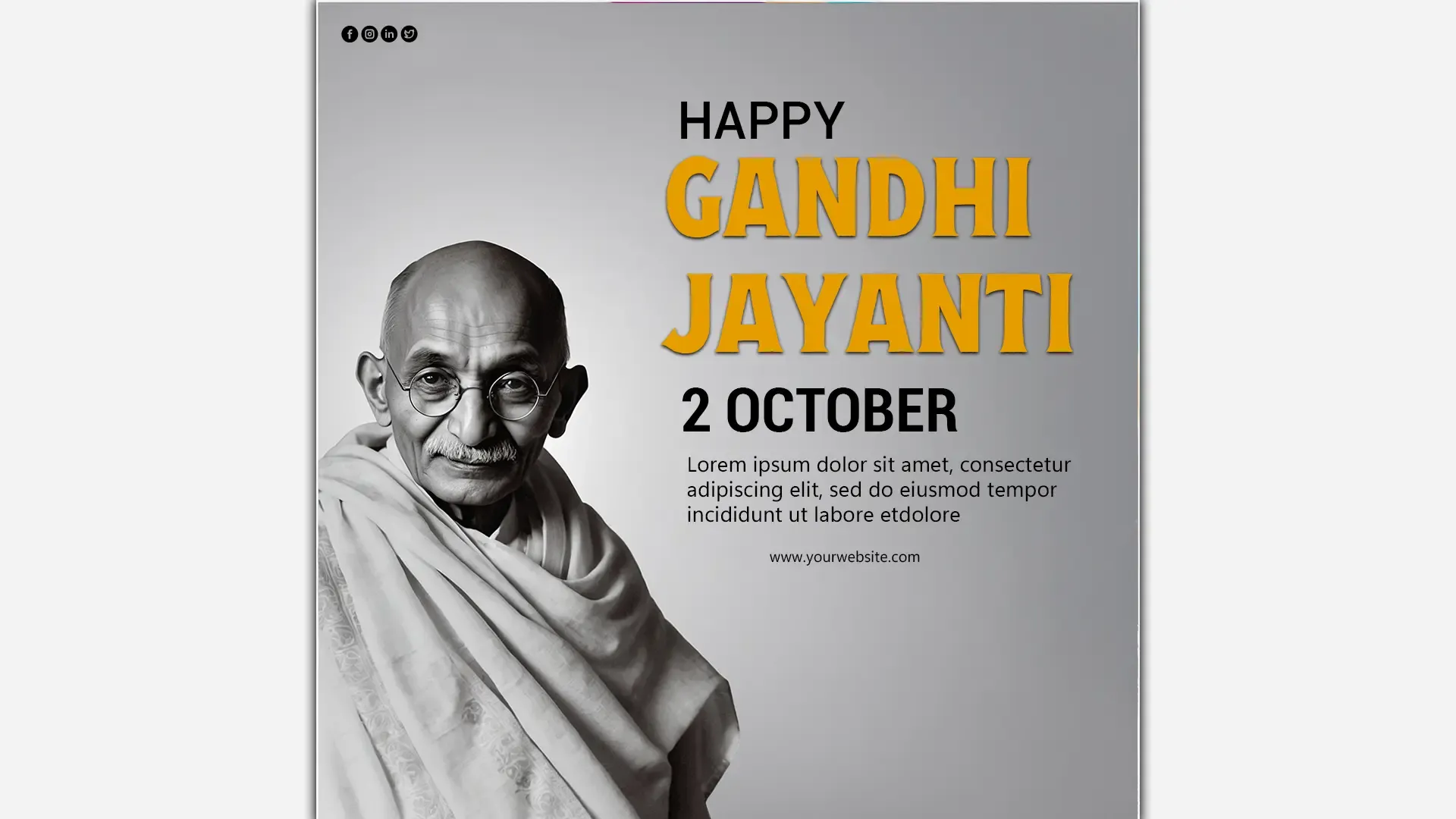 Classic Gandhi Jayanti Instagram Post with Black and White Design image